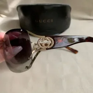 Gucci Sunglasses model 2808 with case Gucci GUCCI Shield Mask GG Logo Rhinestones Sunglasses GG  main image 3